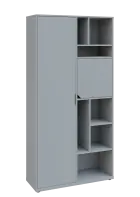 KSR6-83 L skříň šatní, 1x výsuvné ramínko, dvířka, niky, 2053x1022x400 mm, provedení levé, šedá